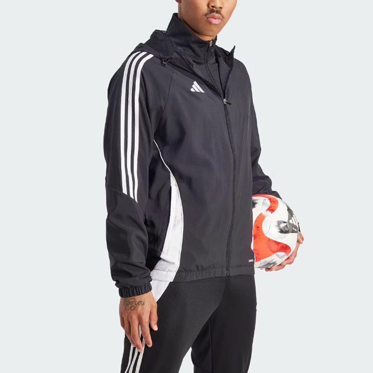 Adidas Tiro 24 Windbreaker with Three-Stripe Design Long Sleeve Hooded Jacket Men Outerwear Black IM8806