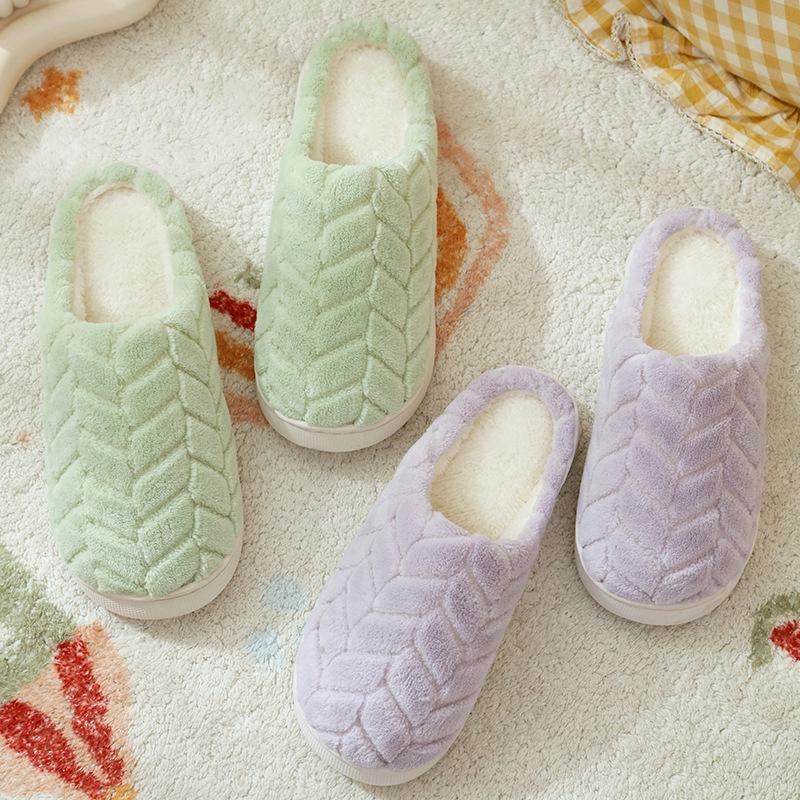 Cotton slippers women's  new autumn and winter indoor home non-slip thick bottom plush couple slippers men