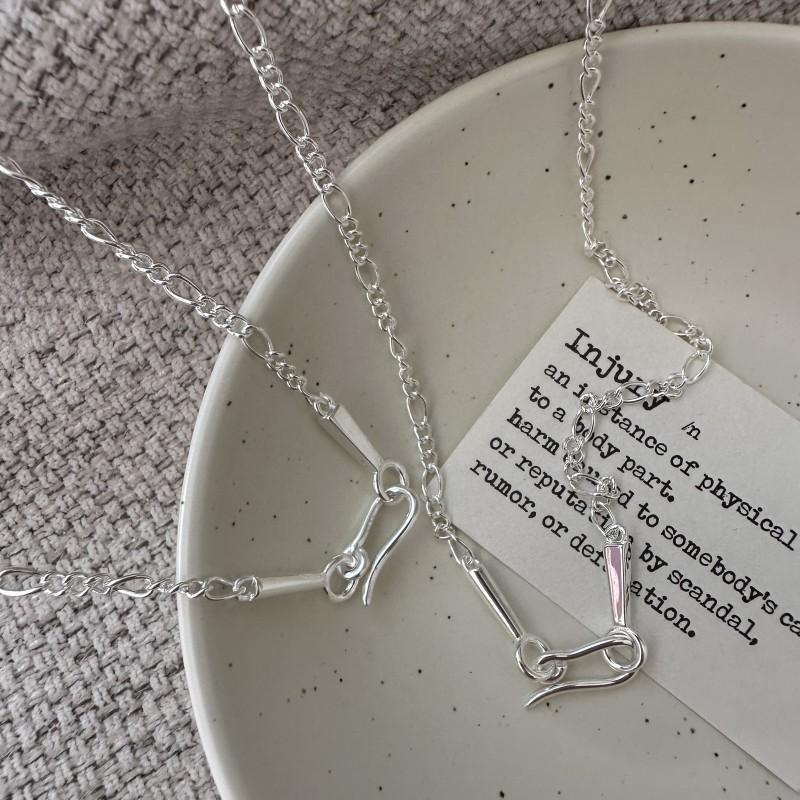 

925 Sterling Silver Blogger Buckle Simple Retro Necklace Fashionable Blogger Simple Collarbone Chain 925 silver