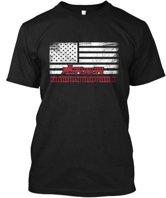 

American Flag Train Conductor TTshirt Made in the USA Size S to 5XL XL