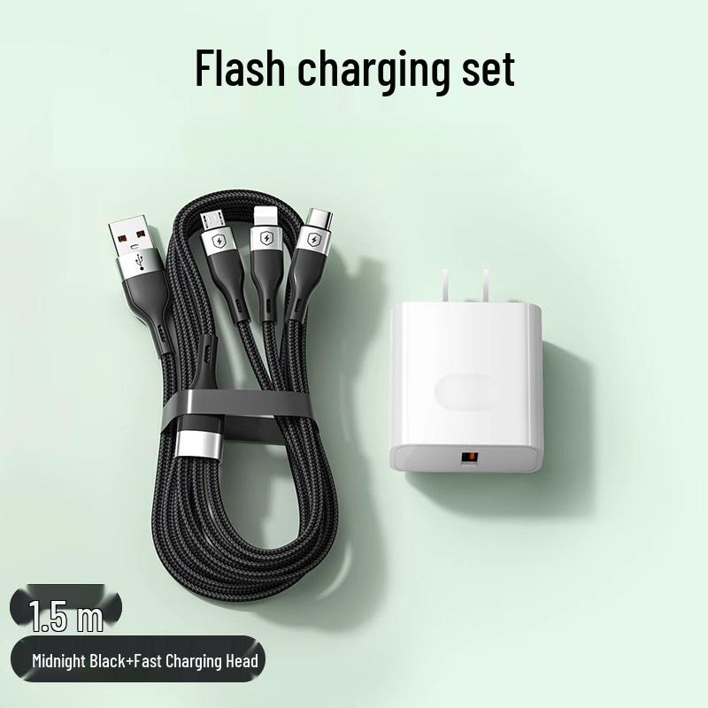 Universal Fast Charge 3-in-1 Multi-Head Charger Cable for Mobile Phones