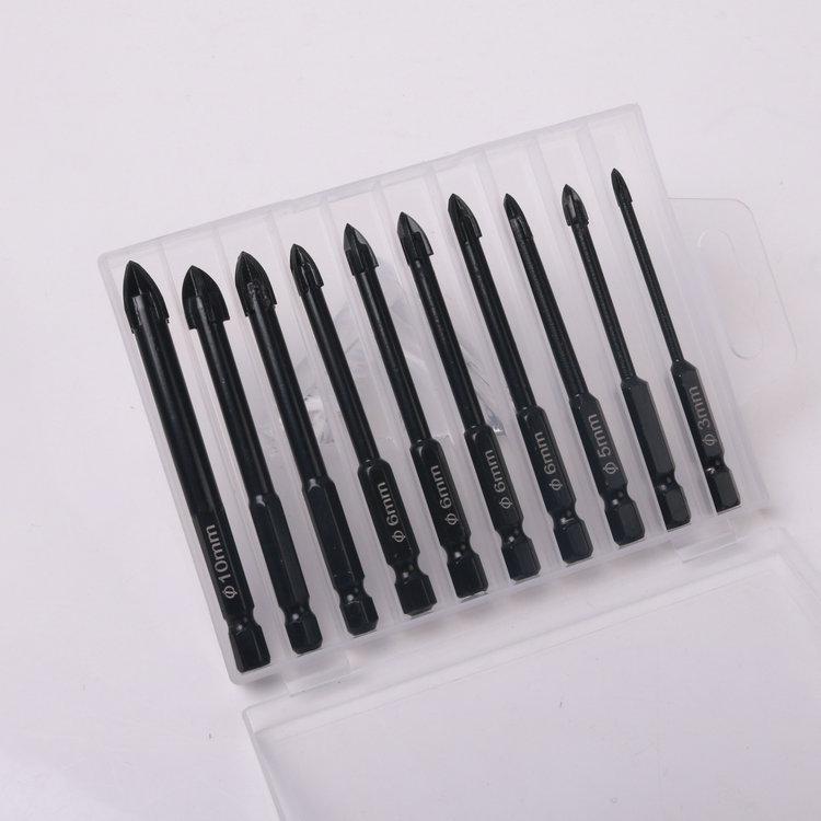 Four-Flute Ceramic Hole Saw Set for Tile & Concrete, Triangle & Glass Cross Drill Bits