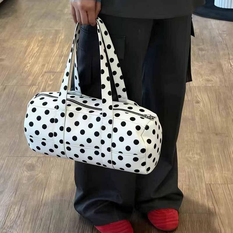 

New Korean cute black and white polka dot large-capacity shoulder bag casual versatile travel handbag female