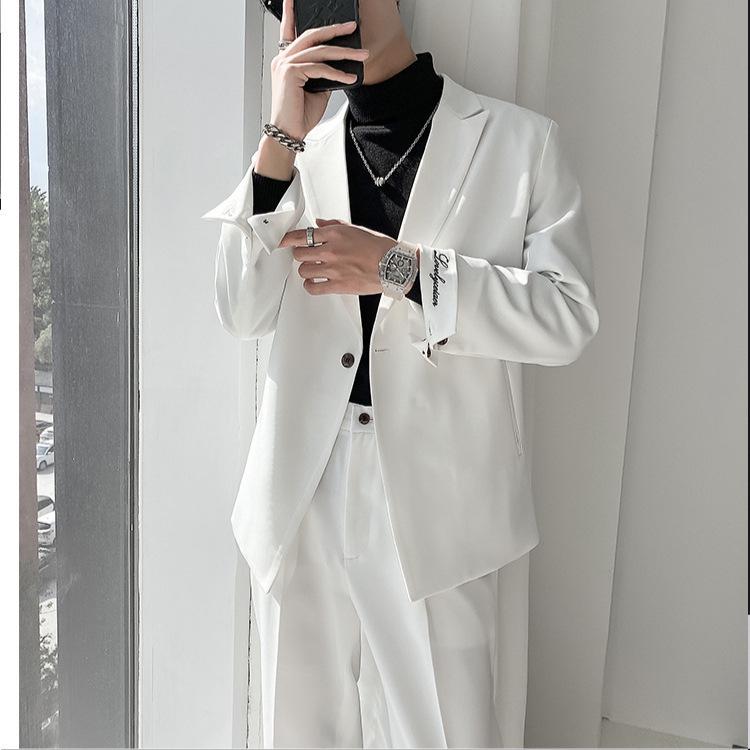 Men's Trendy Light Mature Style Embroidered Suit - Korean Yuppie Streetwear