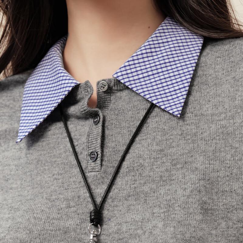 SEIFINI Women's Faux Two-Piece Long Sleeve Knit Top