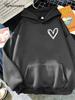 Hirsionsan Simplic Heart Print Women Sweatshirt Soft Casual Loose Vintage Female Hoodies 2024 Winter Warm Fleece Student Tops