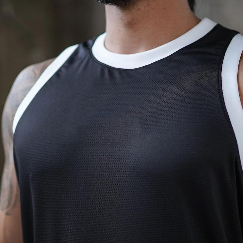 Muscleguys Canotta da uomo senza maniche in tinta unita, tinta unita, palestra, allenamento, basket