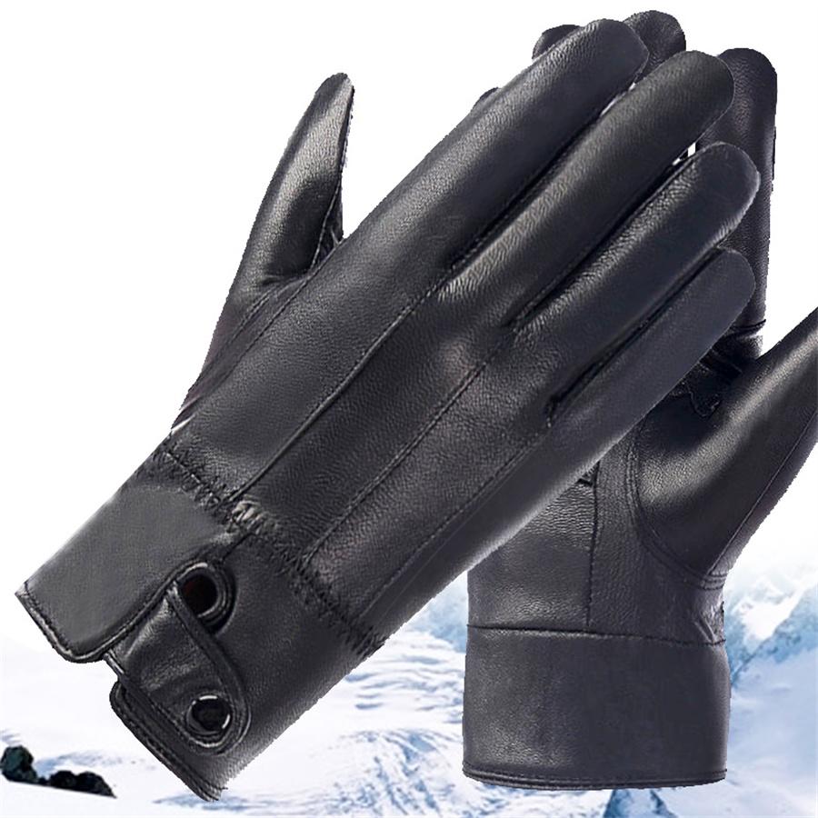 Men's Touchscreen Leather Gloves, Warm Fleece Lined Gloves for Driving & Business