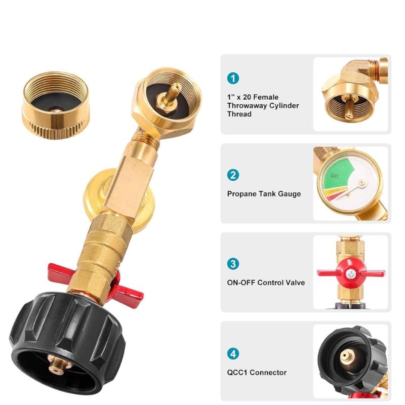 Multifuntional Propanes Grills Connectors Quick Attachs Propanes Conversion Fitting Metal Texture for BBQ Setuping