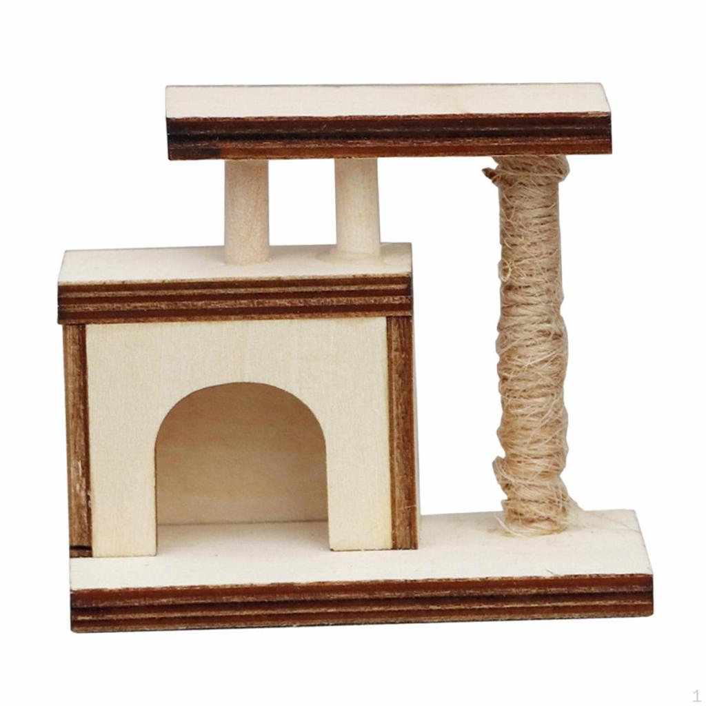 1/12 Dollhouse Cat Climbing Frame Pet Center Model Diorama Scenery Realistic Craft Room