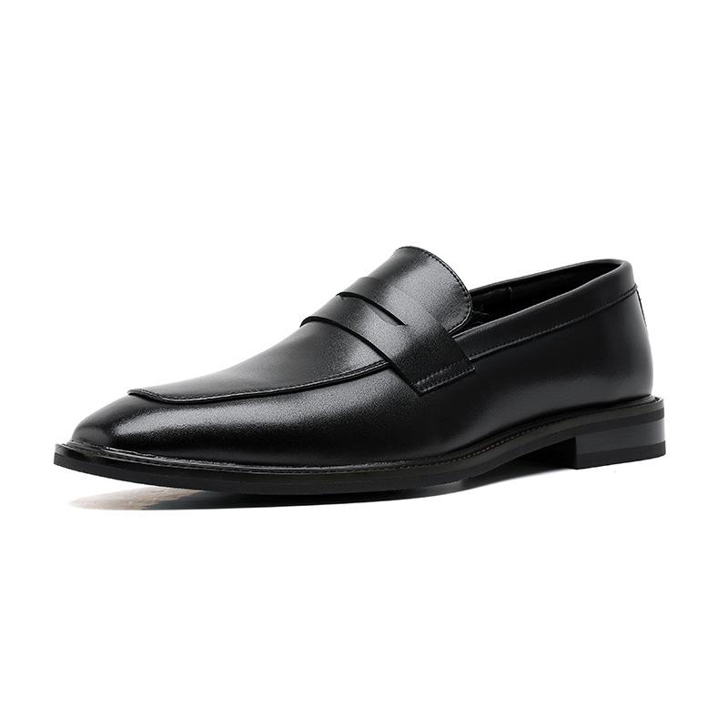 big size men casual business wedding formal dress shoes slip-on driving shoe black brown summer loafers original leather sneaker