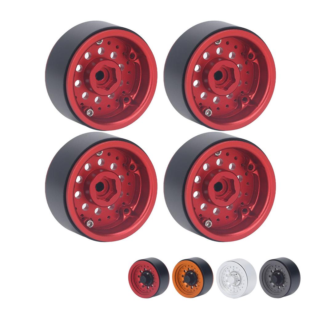 4PCS RC Beadlock Wheel Rim Set 1.9 Inch Aluminum Alloy 1/10 RC Car Wheel Hub for Axial SCX10 I II II