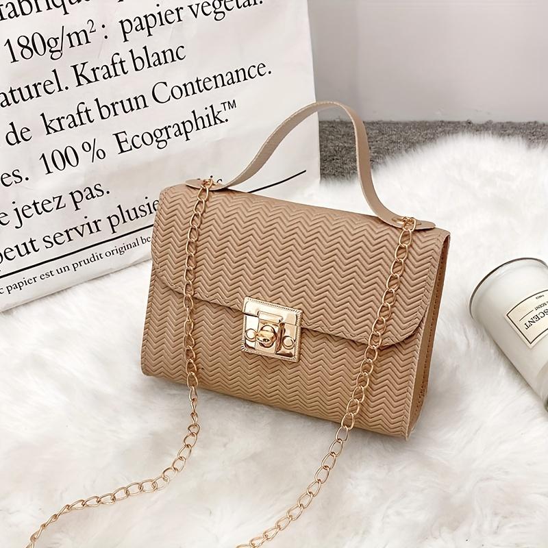 Women's Handbag with Chain Crossbody & Turn- Closure - Square Bag Suitable for Casual