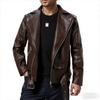 Autumn Winter Casual Men's PU Leather Jacket Fashion Slim Fit Turn Down Collar Moto Biker Coat Trendy Men's Outerwear