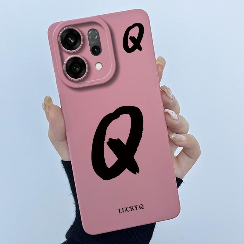 For OPPO Reno14 Pro 5G Cover Case Lucky Initial Letter Couple Silicone Soft Matte Phone Bumper for Oppo Reno 14 Pro 5G Casing