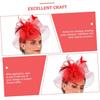 LIOOBO Fascinator Hat Headband with Mesh Plume Flower Detail Red Cocktail Tea Party Wedding Hat for Women and Special Occasion Accessories