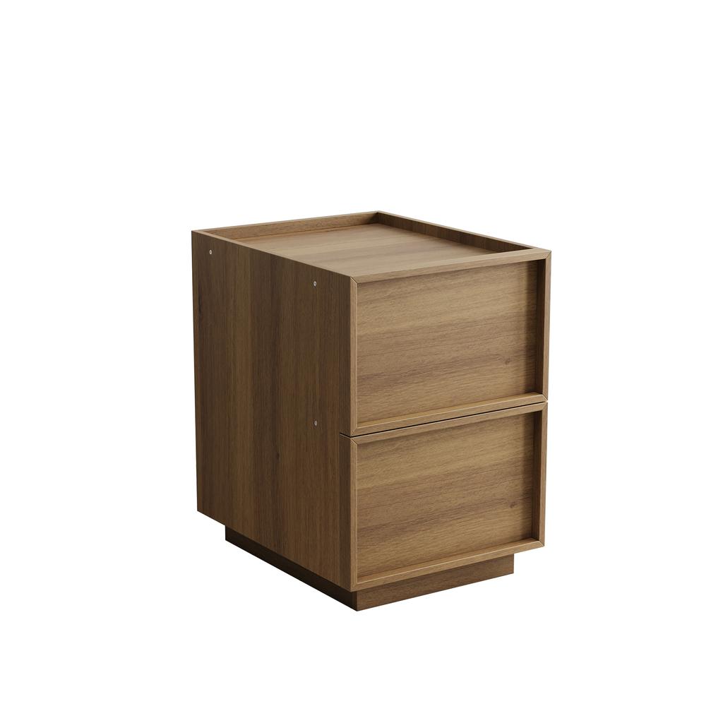 Mid-Century Modern Nightstand made of Oak, 38 x 48x 50 cm, Bedroom Nightstand, Handleless Drawer Design, 1 Piece.