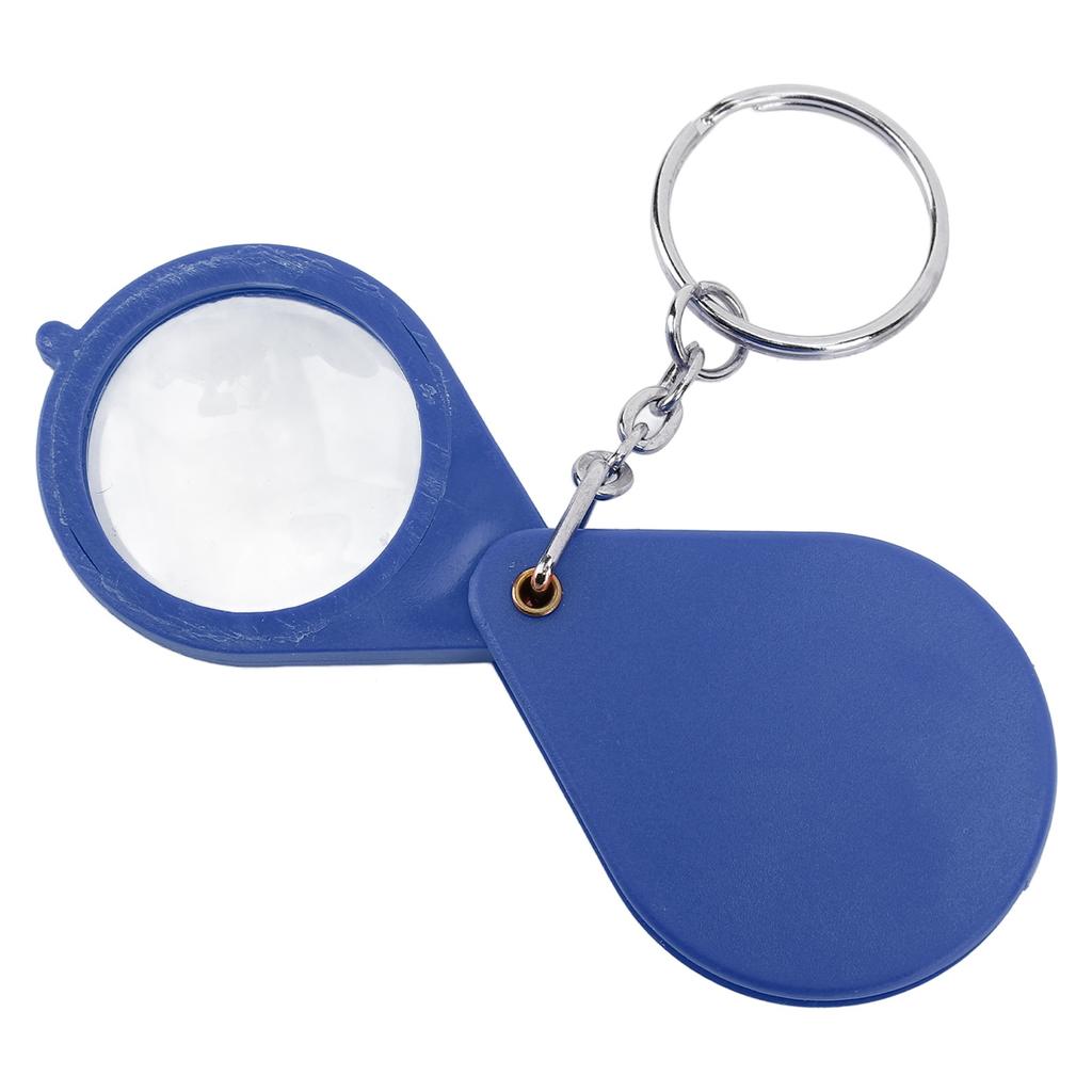 Magnifier Keychain 10X Magnification Foldable Portable Mini Magnifying Glass with Key Ring for Outdoor Reading Blue