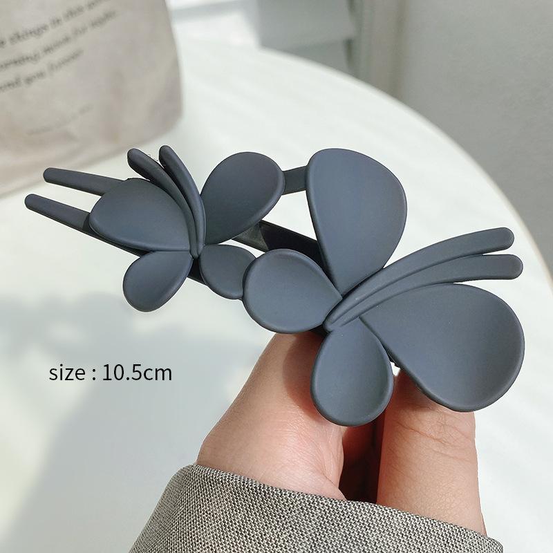 

Большие двойные заколки для волос в форме бабочки, женские темпераментные элегантные заколки для хвоста на затылке, заколка для волос, матовый зажим в виде утконоса синий