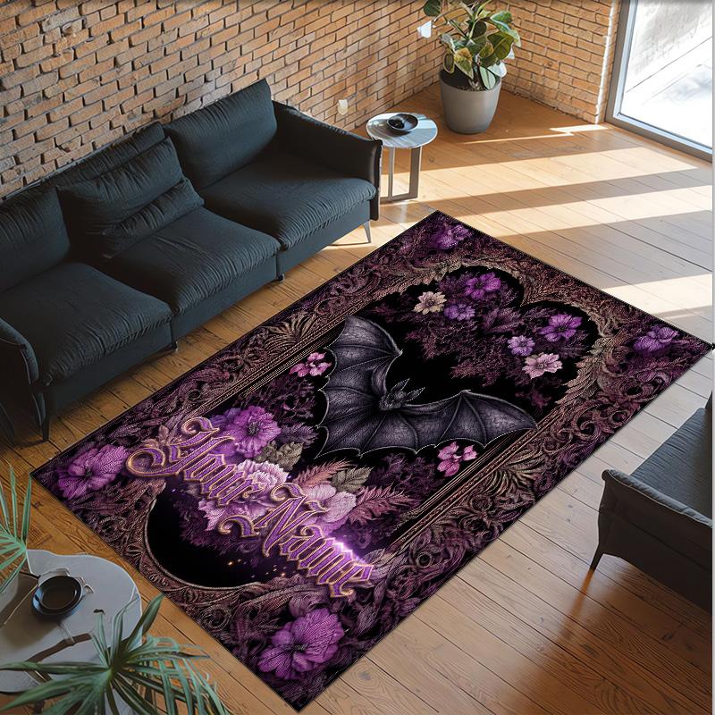 Valentine Love Theme Crystal Velvet Rug Personalized Custom Name Text Soft Floor Mat Home Decor