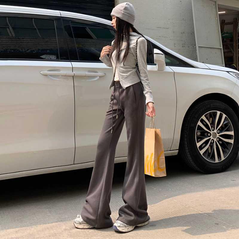 

Women s Autumn High Waist Micro Flare Pants - Slimming American Style Sports Casual Sweatpants XL