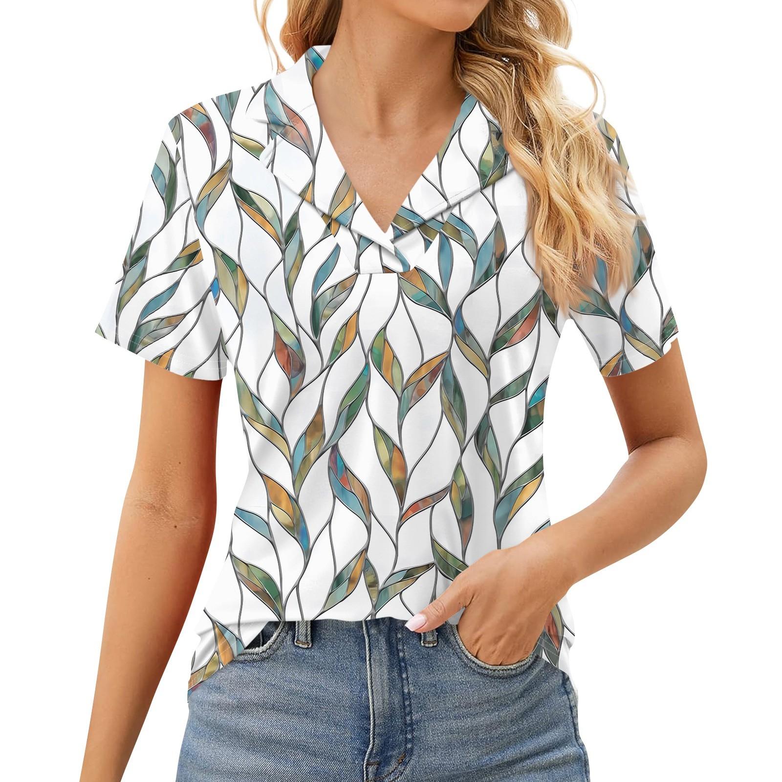 

Женская модная повседневная рубашка с короткими рукавами с лацканами и принтом, блузка, нарядная повседневная туника, топы XL белый