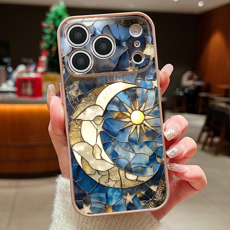 Vintage European Style Case For iPhone 17 Pro Max Magnetic For Magsafe Hybrid Slim Matte Cover For iPhone 16 15 14 13 Pro Max Moon Stars Pattern