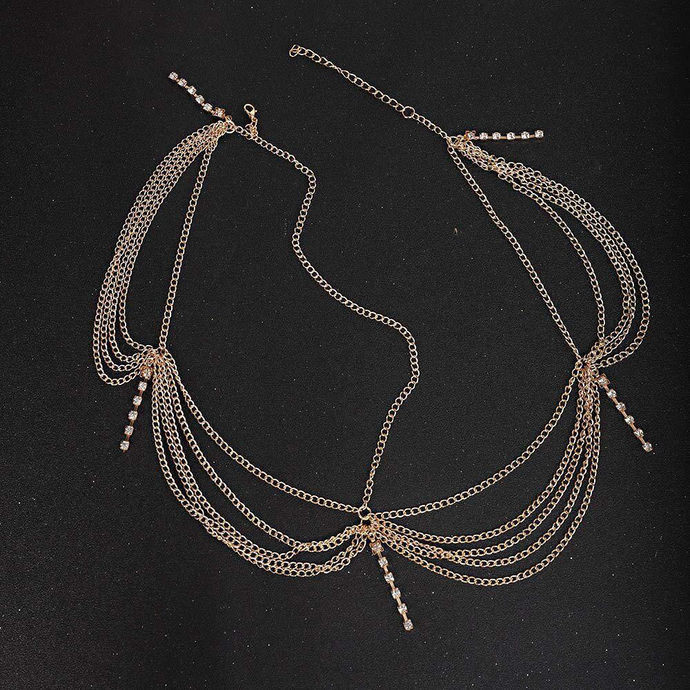 Decoration Rhinestone Fashionable Multi Layer Chain Design Women Headwear