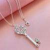 925 Silver Necklace With Round Key Inlaid Zircon Pendant, Suitable For Men And Women To Wear Daily