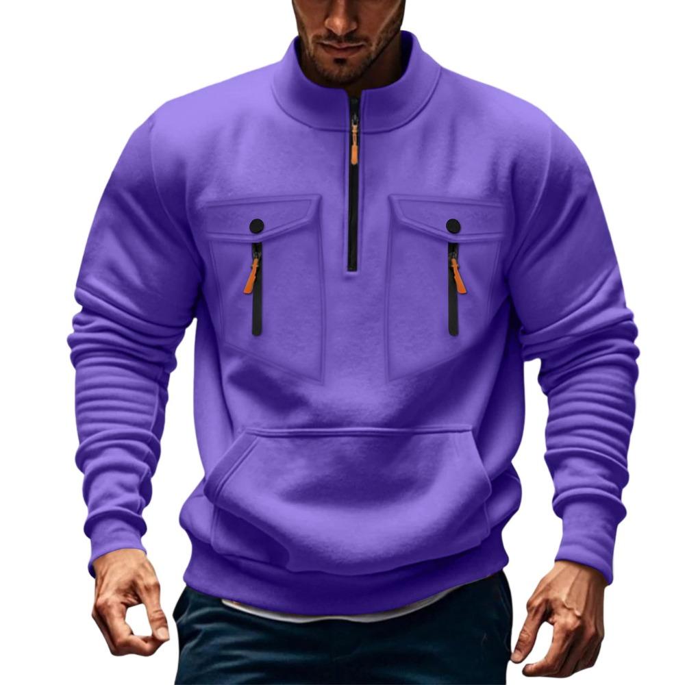 Autumn and Winter Men's Hoodie Zipper Hooded Sweatshirt Sports Casual Cardigan Jacket with Multiple Pockets Hooded