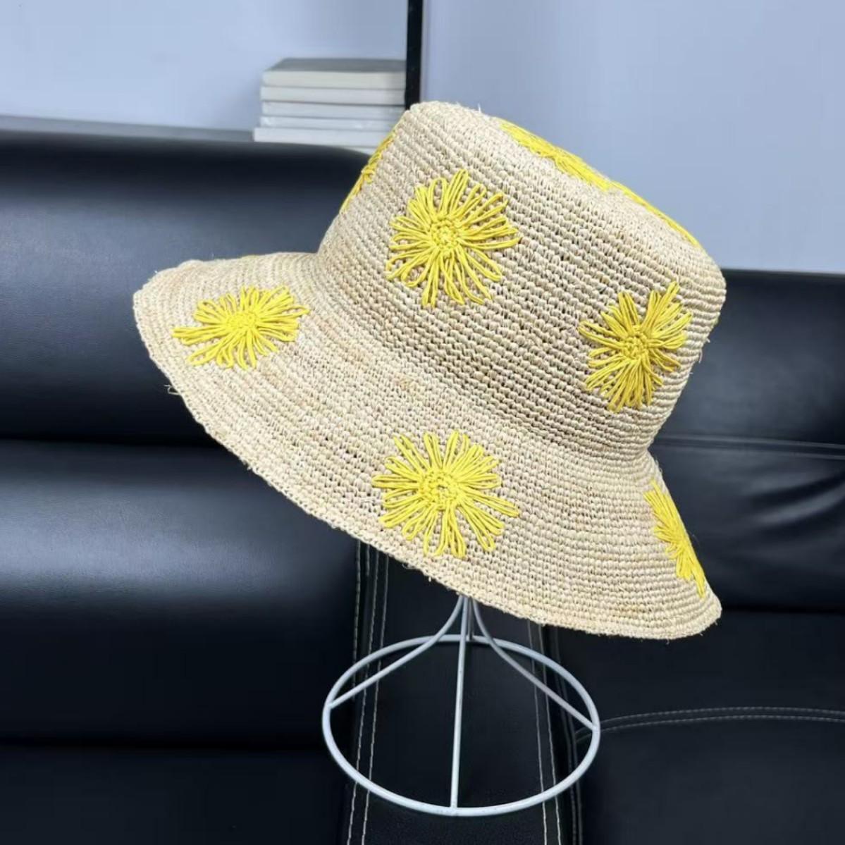 

Pure handmade hook Lafite straw hat women s summer travel small pot hat flower sun hat sun protection foldable sun hat tide M（55-58cm）