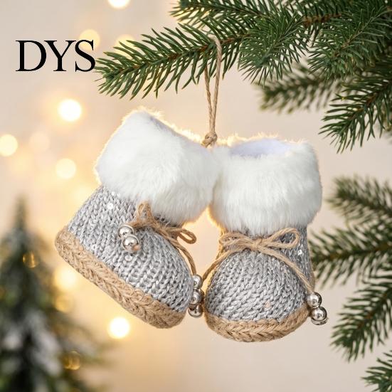 Rustikale Weihnachts-Tür-Wanddekorationen Gestrickte Weihnachtsstiefel-Anhänger, Niedliche Hängende Plüschstiefel-Dekoration mit Winterfestlichem Dekor Glocke, Baum