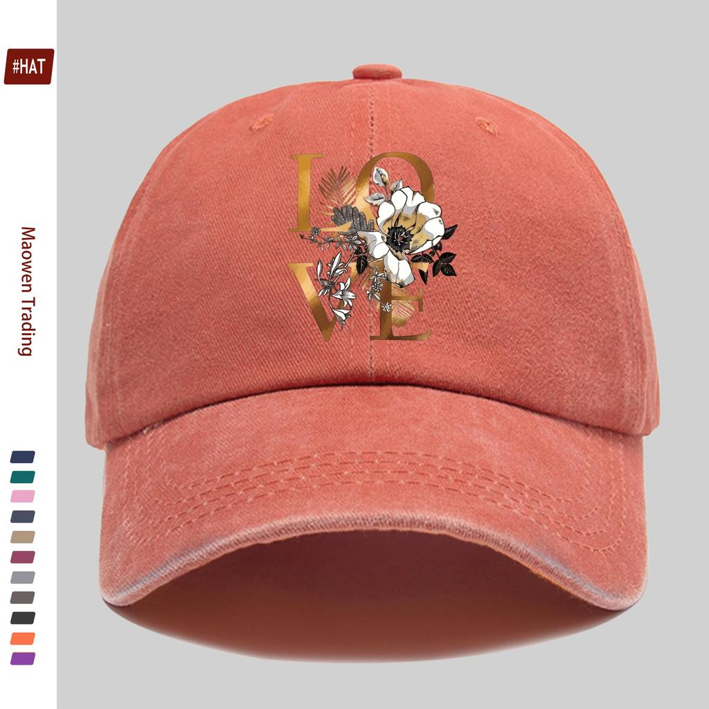 Pc Pcs Adjustable Trucker Baseball Cap with LOVE Print  Watercolor Floral Design  Lightweight Suitable for Men  Women Mult
