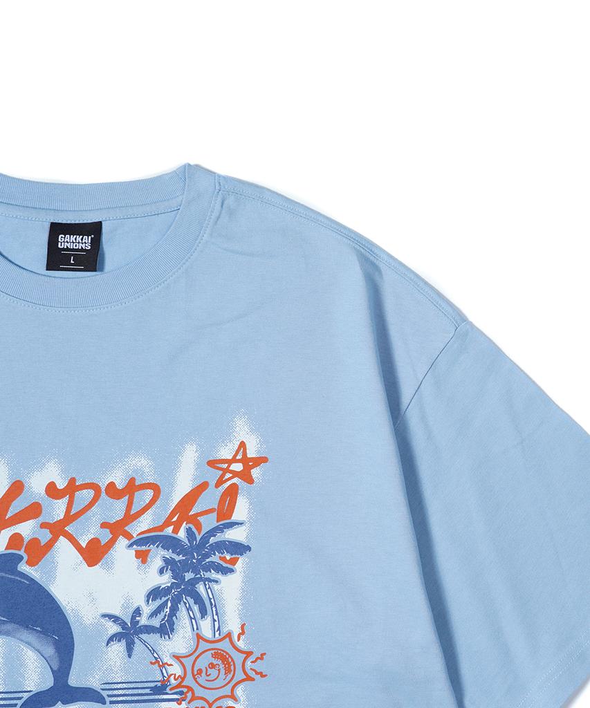 GAKKAI UNIONS Around Summer Short Sleeve T-Shirt Sky Blue