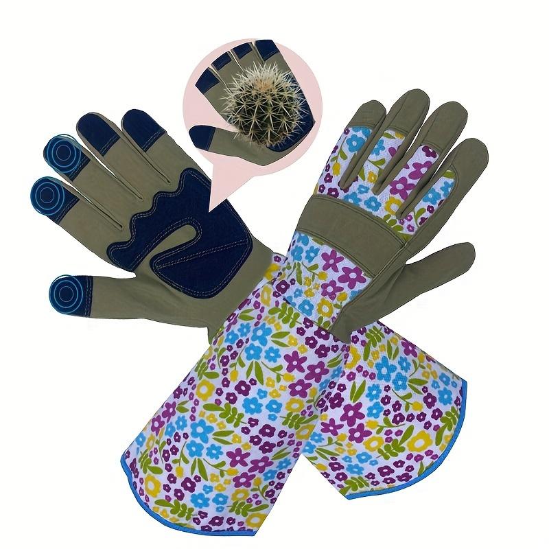 high quality1 Pair Unisex Thorn-Proof Touchscreen Garden Gloves - Breathable Long Sleeve with Floral Pattern, Polyester Material, Left/Right Hand Fit