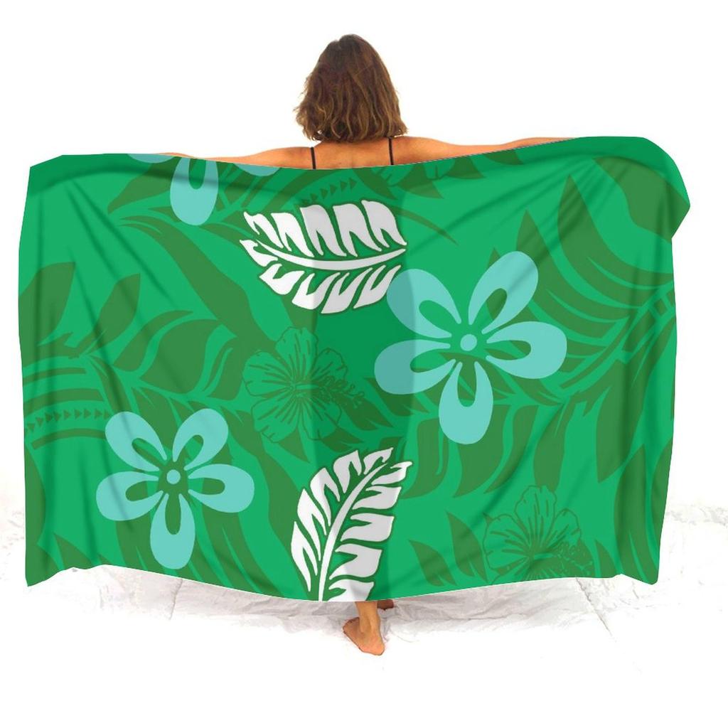 Polynesischer Damen-Sarong Hawaiianisches Strandparty-Schal Winddicht Sonnenschutz Einteiler Samoa Blumendruck