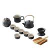 Black pottery kung fu tea set household simple modern teacup travel beam pot whole set tea sea tea can tea cup tea leak
