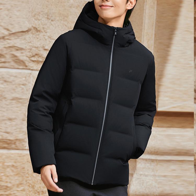 Fila Casual Warm Mid-Length Down Jacket Men Outerwear Black F11M342908F-BK