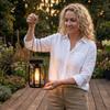 Outdoor Hanging Lantern Waterproof Garden Decorative Light with Hollow Cage Design for Patio Yard Porch Ambient Lighting