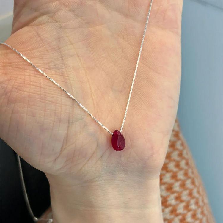 New Chinese Style Red Bean Teardrop Pendant Necklace, Women's Red Clavicle Choker 2025