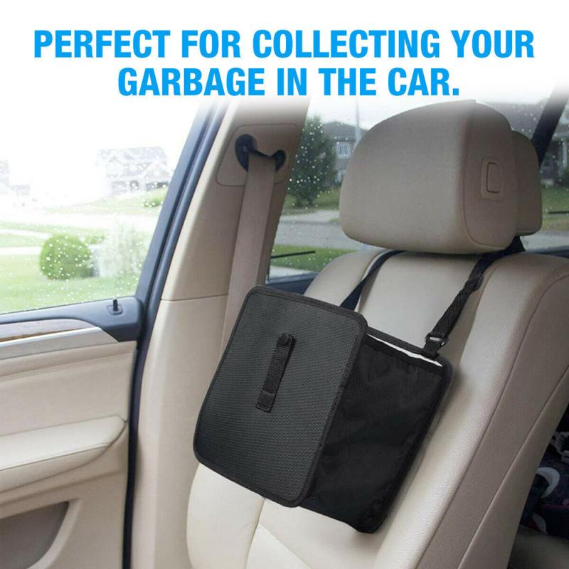 Portable Car Trash Can Waterproof Hanging Garbage Basket Back Seat Storage Box Vehicles Interior