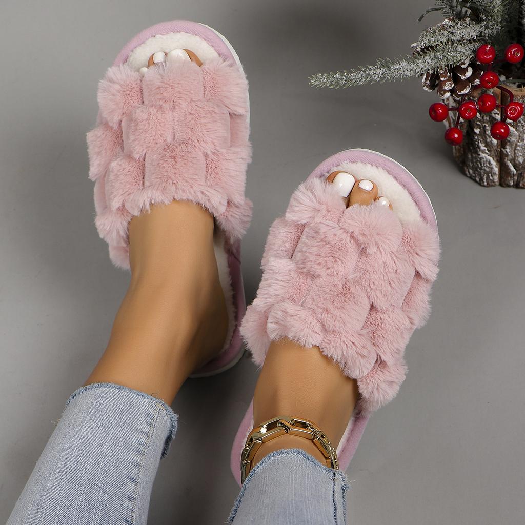 Open Turtle Plush Plush Slippers for Women Autumn and Winter Indoor Home Household Warm Slippers Comfortable and Breathable Slippers All Year