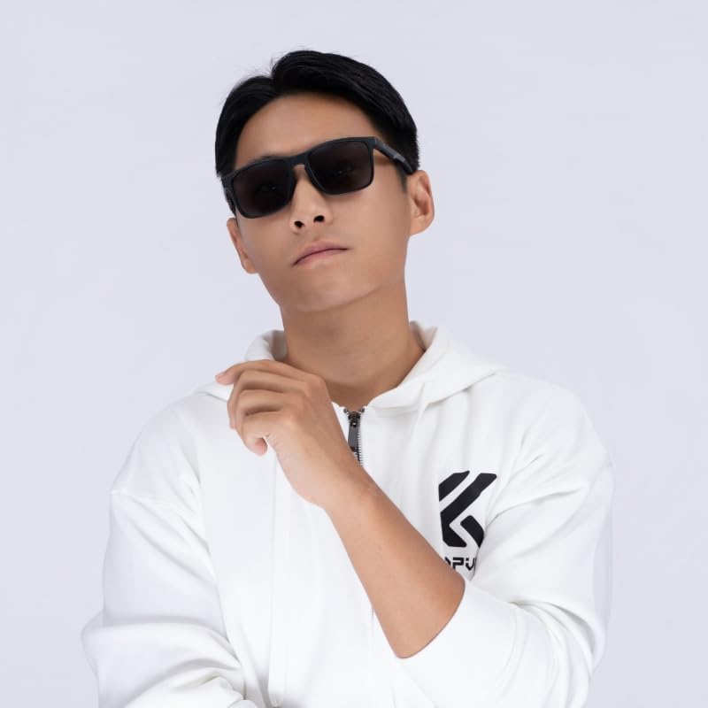 KAPVOE Polarized Sunglasses with HD Polarized PC Lenses and Flexible Silicone Perfect for and Outdoor Activities Men's Temples, Fishing, Driving,