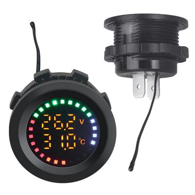 12-24V Car Round Color Screen Temperature Voltmeter Auto Voltage Test  Dual Display Digital Measurement for Car Motorcycle RV