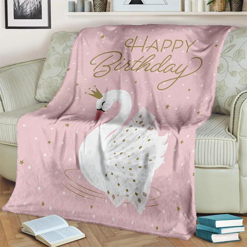 3D Cute Swan Princess Cartoon Cygnus Blanket,Soft Throw Blanket for Home Bedroom Bed Sofa Picnic Travel Office Cover Blanket Kid
