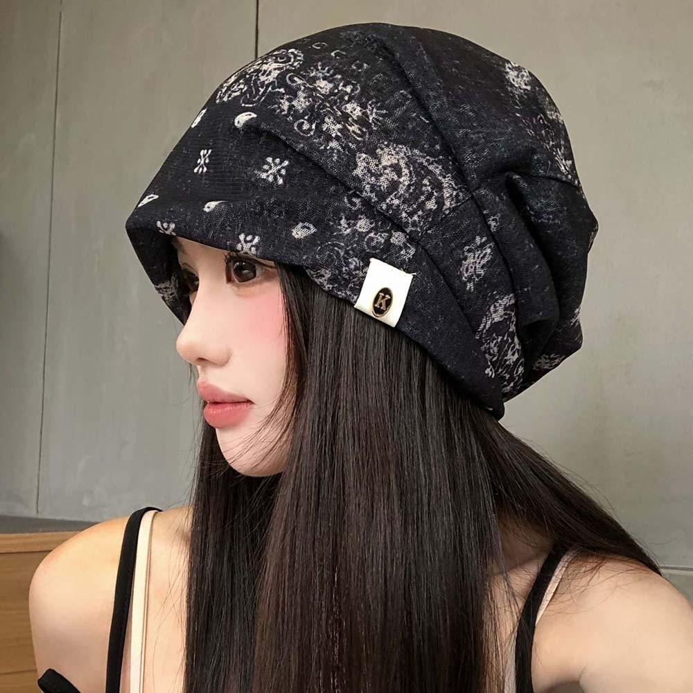 Versatile Style Paisley Beanie Vintage Breathable Slouchy Hat Face Framing Bonnet  All Season