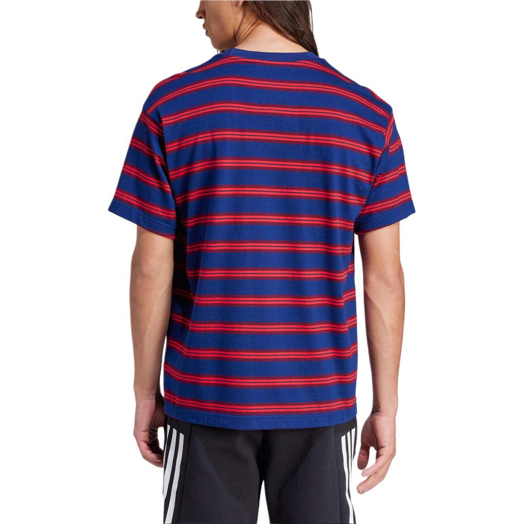 adidas Americana Round Neck American Striped Color Block Casual Short Sleeve T-Shirt Unisex T-Shirts Blue IR5829