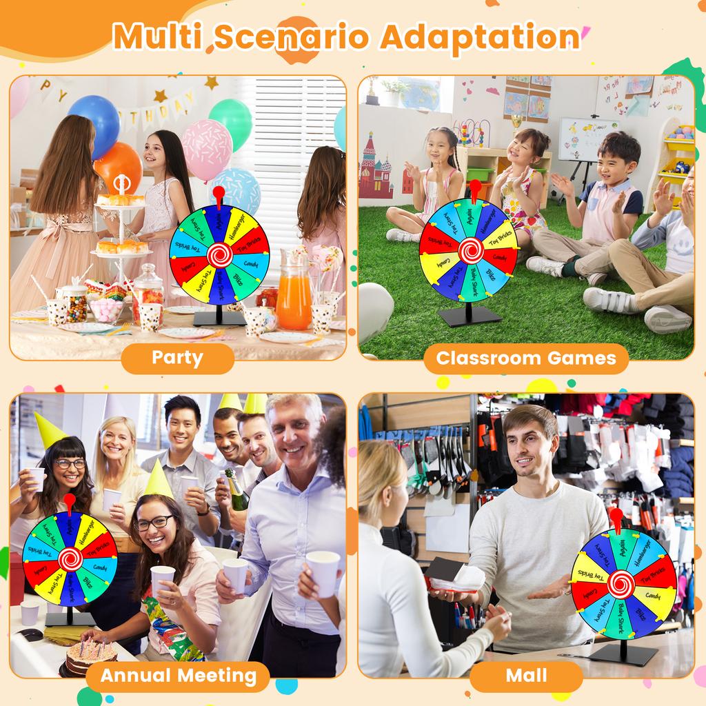 Prize Wheel DIY Interactive Spin Wheel with Board Eraser and Pen Erasable Tabletop Roulette Spinner for Home Show Carnival Party