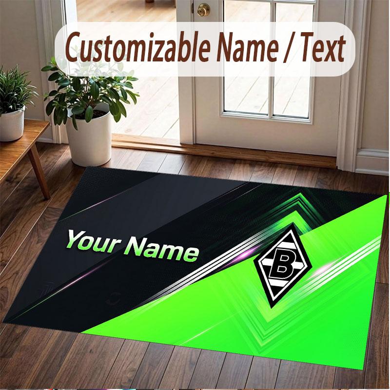 Custom Rug Borussia Mönchengladbach Pattern Print Name Text Soft Non‑Slip Floor Carpet for Home Indoor Decoration