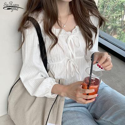 Spring Linen Cotton Shirt Tops Casual Girls White Blouse Women Long Sleeve Korean Women Blouses Femme Soft Blusas 11700